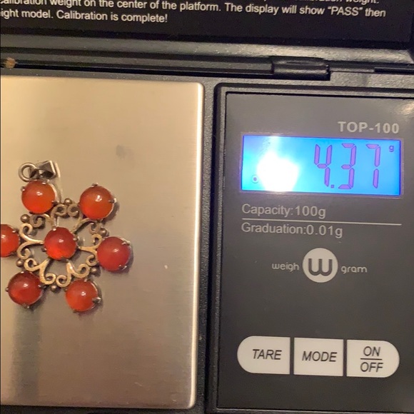 ♣️♠️🟥Vintage silver and carnelian pendant - Picture 9 of 10